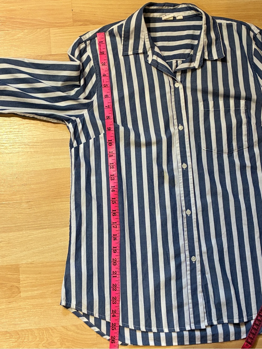 GAP Navy White Striped Button-Up Shirt 100% Cotton Long Sleeve Women’s Medium - Picture 8 of 9
